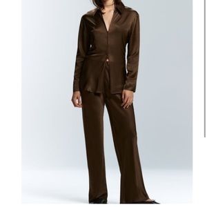 ZARA brown satin pants